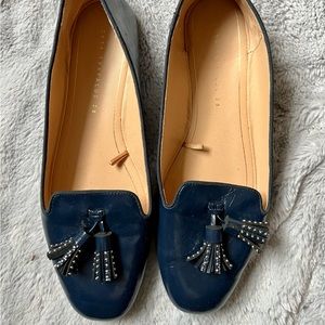Zara Navy Blue Tassel Flats Size 8